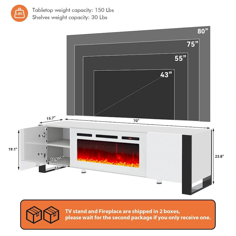 Meuble TV avec cheminée et foyer de 36 pouces