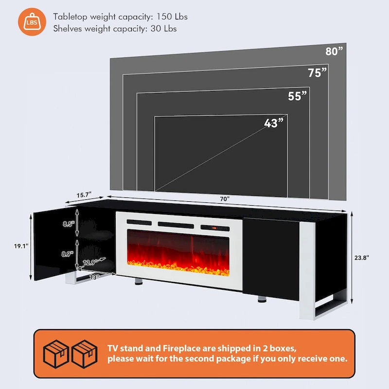 Meuble TV avec cheminée et foyer de 36 pouces