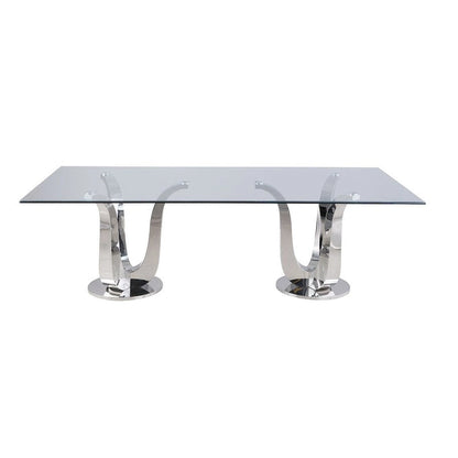 Table de salle à manger rectangulaire Somette Amelia avec double piètement tulipe - Argent