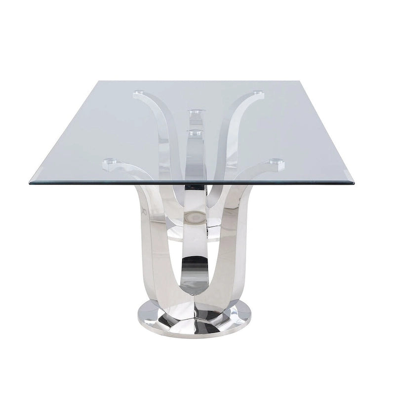 Table de salle à manger rectangulaire Somette Amelia avec double piètement tulipe - Argent
