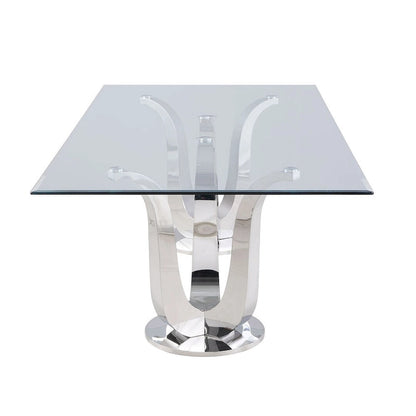 Table de salle à manger rectangulaire Somette Amelia avec double piètement tulipe - Argent
