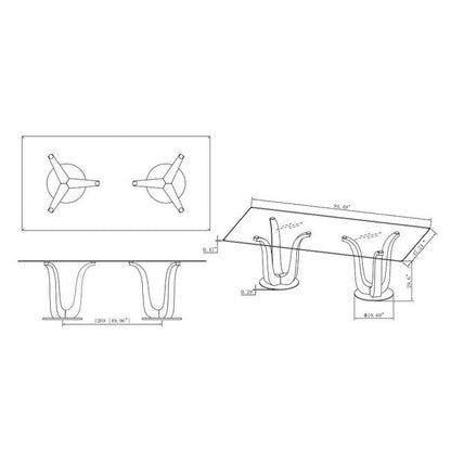 Table de salle à manger rectangulaire Somette Amelia avec double piètement tulipe - Argent