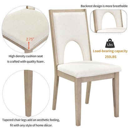 Ensemble table et chaises de salle à manger pour 6 personnes, style campagnard, rectangulaire, avec 6 chaises rembourrées, idéal pour la salle à manger.