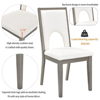 Ensemble table et chaises de salle à manger pour 6 personnes, style campagnard, rectangulaire, avec 6 chaises rembourrées, idéal pour la salle à manger.