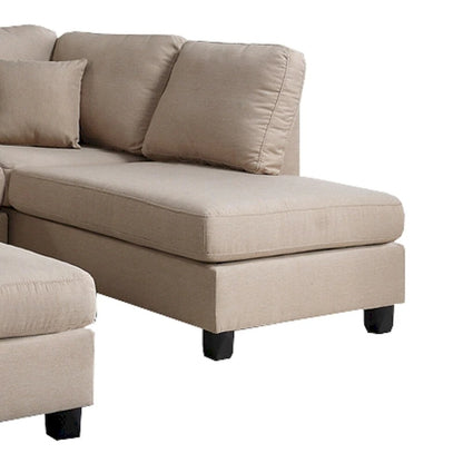 Canapé d'angle 3 pièces en lin beige sable