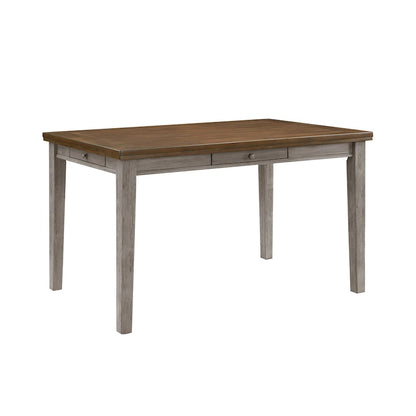 Table haute Trea 91 cm, 6 places, 4 tiroirs, brun cerisier, gris