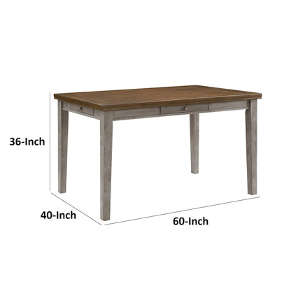 Table haute Trea 91 cm, 6 places, 4 tiroirs, brun cerisier, gris
