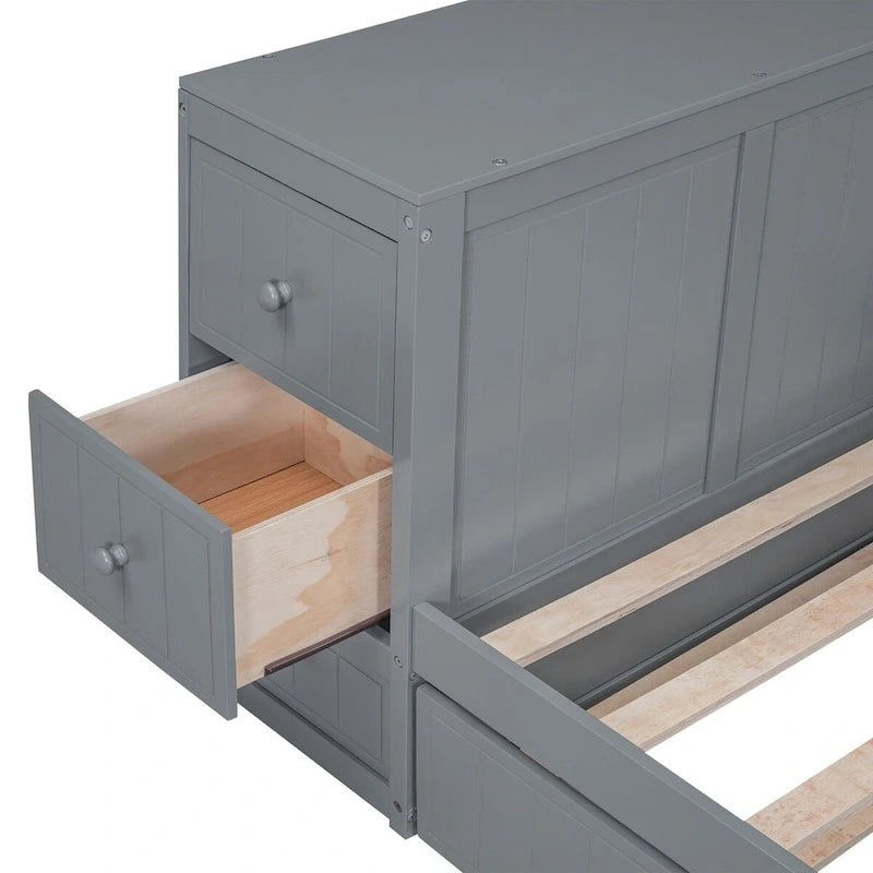 Lit de jour une place avec lit gigogne, accoudoirs de rangement, station de recharge, structure en bois, pour salon, chambre à coucher ou chambre d'amis