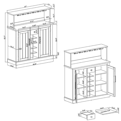 Buffet-bar en bois de style campagnard de 119 cm