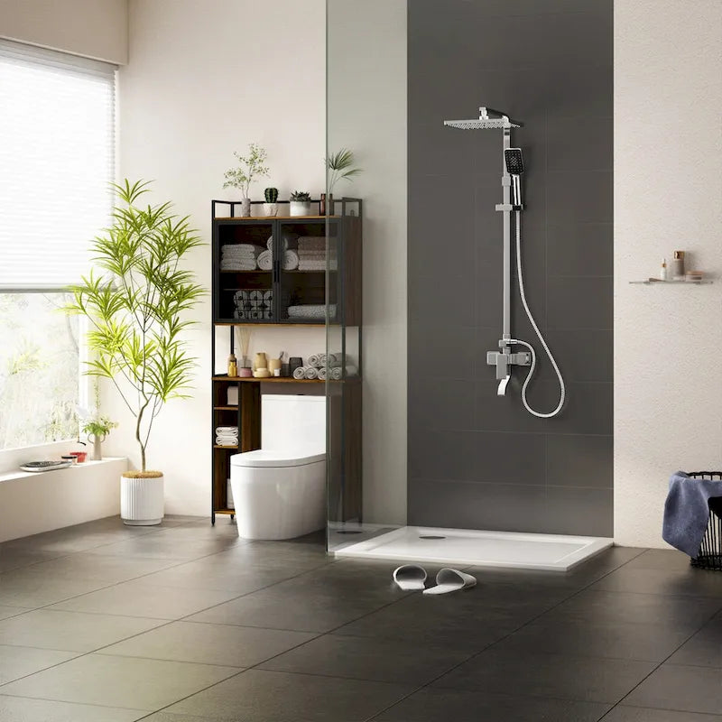 Étagère de rangement à plusieurs niveaux pour salle de bain à suspendre au-dessus des toilettes