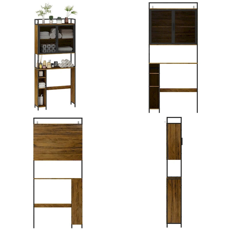 Étagère de rangement à plusieurs niveaux pour salle de bain à suspendre au-dessus des toilettes