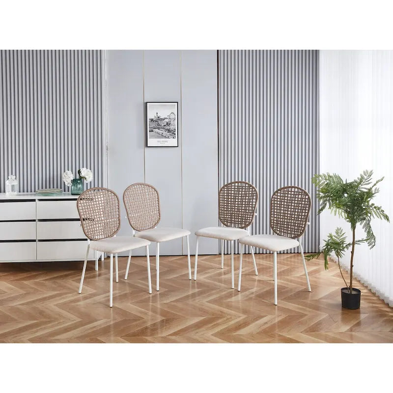Chaise Sennit, lot de 4, chaise de salle à manger, chaise de café, convient pour la salle à manger et le salon.