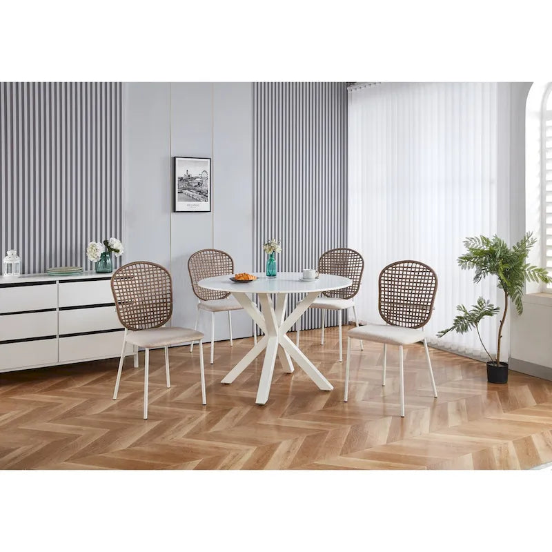 Chaise Sennit, lot de 4, chaise de salle à manger, chaise de café, convient pour la salle à manger et le salon.