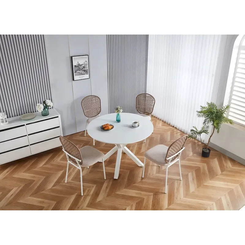 Chaise Sennit, lot de 4, chaise de salle à manger, chaise de café, convient pour la salle à manger et le salon.