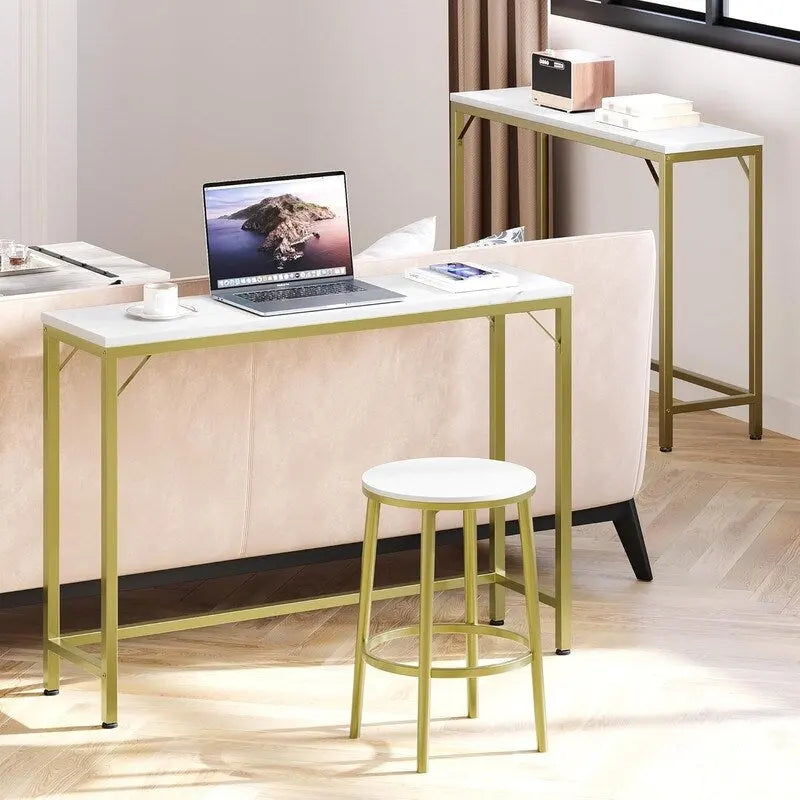 Console, table d'entrée à 2 niveaux avec rangement, table d'appoint étroite en forme de V