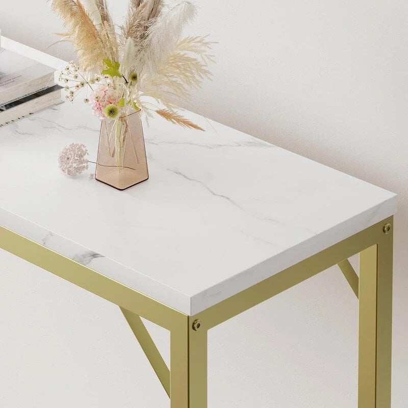 Console, table d'entrée à 2 niveaux avec rangement, table d'appoint étroite en forme de V