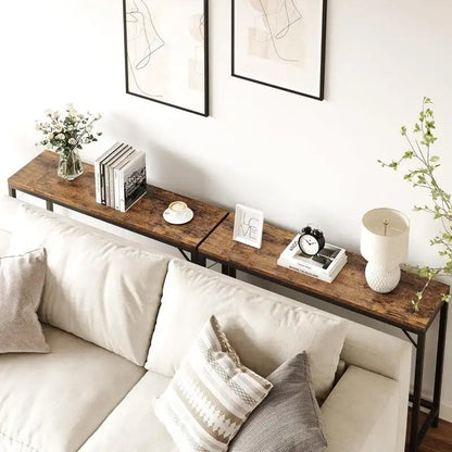 Console, table d'entrée à 2 niveaux avec rangement, table d'appoint étroite en forme de V