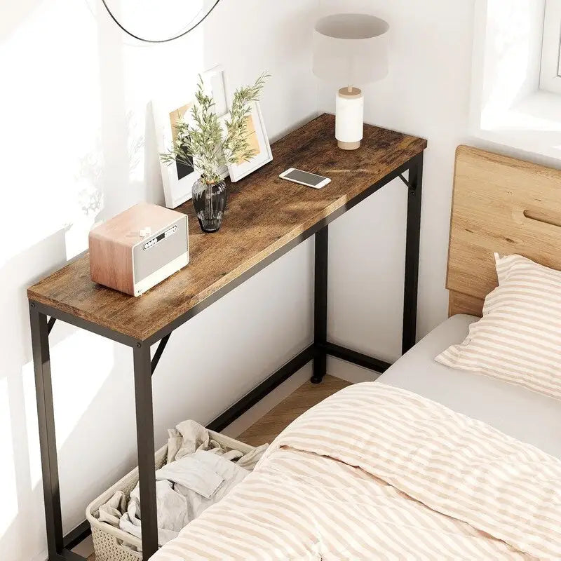 Console, table d'entrée à 2 niveaux avec rangement, table d'appoint étroite en forme de V