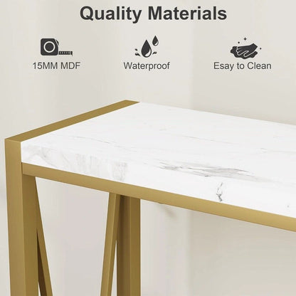 Console, table d'entrée à 2 niveaux avec rangement, table d'appoint étroite en forme de V