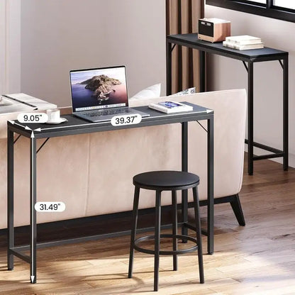 Console, table d'entrée à 2 niveaux avec rangement, table d'appoint étroite en forme de V