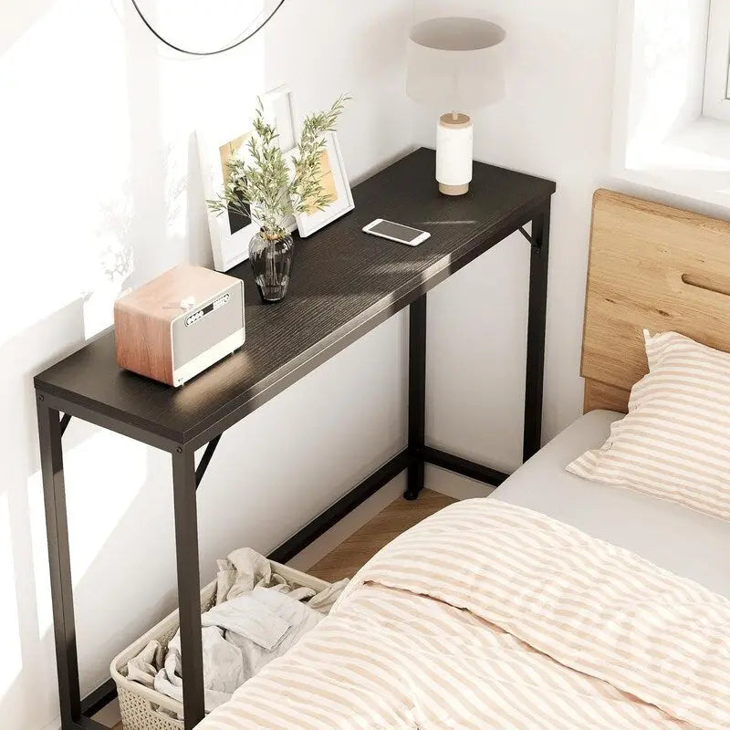 Console, table d'entrée à 2 niveaux avec rangement, table d'appoint étroite en forme de V