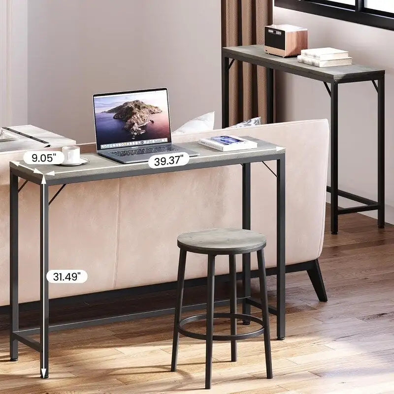 Console, table d'entrée à 2 niveaux avec rangement, table d'appoint étroite en forme de V