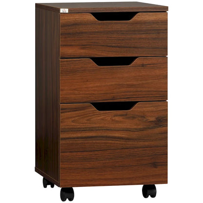 Meuble de rangement de bureau à 3 tiroirs, à glisser sous un bureau, avec roulettes, aspect bois brun
