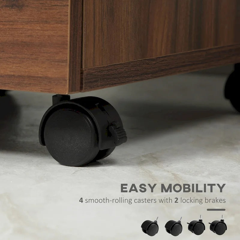 Meuble de rangement de bureau à 3 tiroirs, à glisser sous un bureau, avec roulettes, aspect bois brun