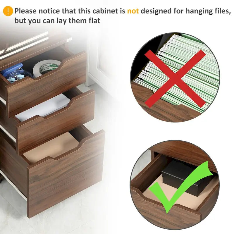 Meuble de rangement de bureau à 3 tiroirs, à glisser sous un bureau, avec roulettes, aspect bois brun