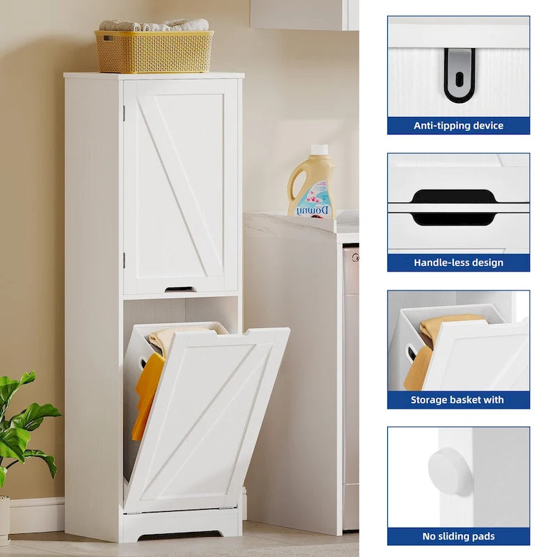 Panier à linge inclinable Moasis 53H avec étagères et panier réglables