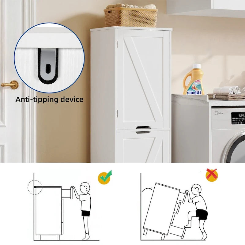 Panier à linge inclinable Moasis 53H avec étagères et panier réglables