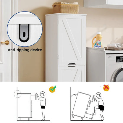 Panier à linge inclinable Moasis 53H avec étagères et panier réglables