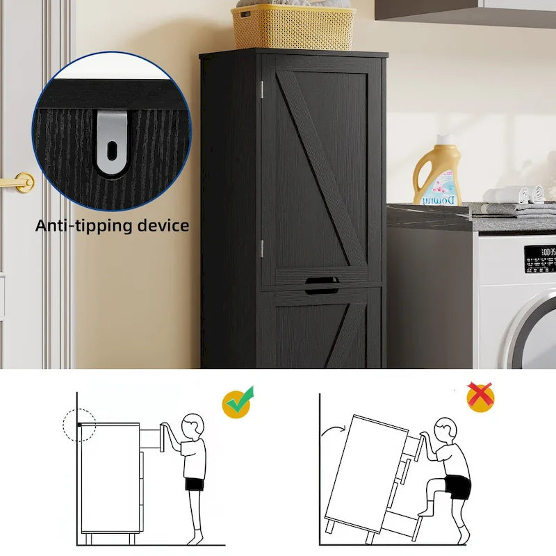 Panier à linge inclinable Moasis 53H avec étagères et panier réglables