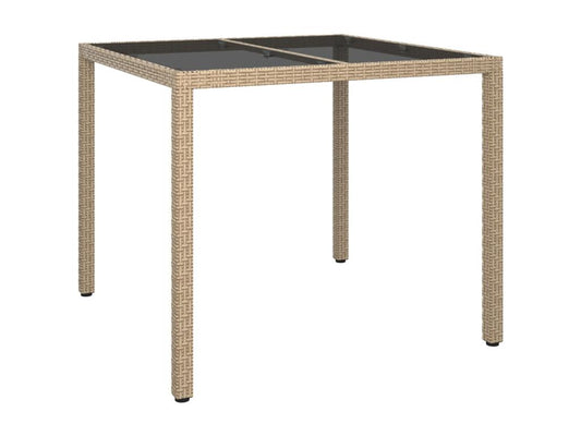 Table en résine tressée, 90 x 90 x 75 cm, beige