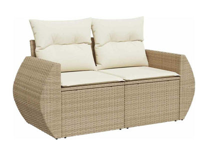 Ensemble de mobilier de jardin 7 pièces en résine tressée avec coussins, beige