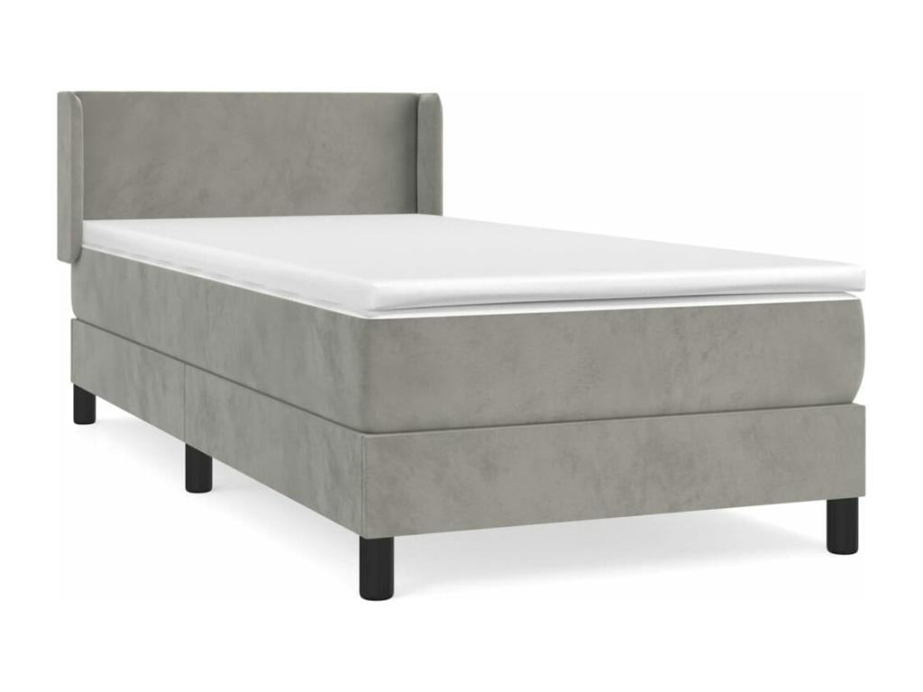 Matelas en velours, 90 x 190 cm, gris