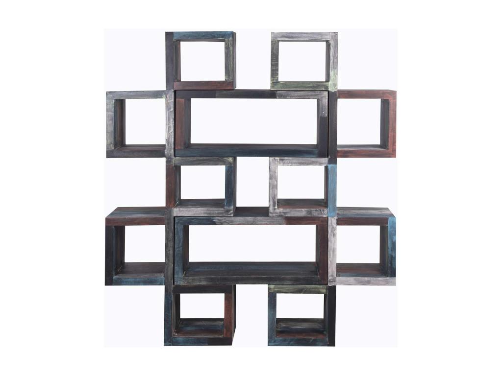 Bibliothèque en bois de manguier, couleur naturelle foncée