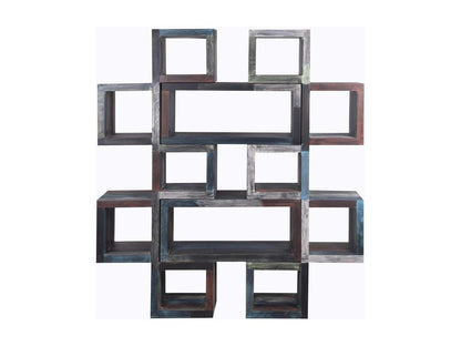 Bibliothèque en bois de manguier, couleur naturelle foncée