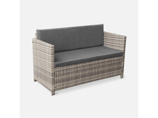 Ensemble de mobilier de jardin en résine tressée grise