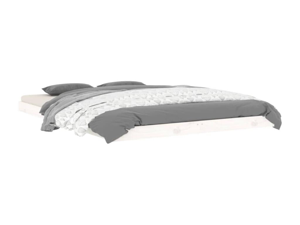 Cadre de lit en bois massif, 135 x 190 cm, blanc