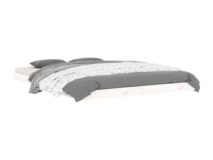 Cadre de lit en bois massif, 135 x 190 cm, blanc