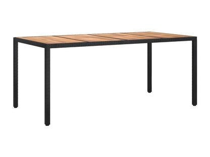 Table en résine tressée, 190 x 90 x 75 cm, noire