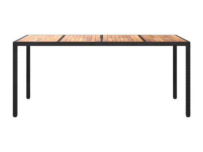 Table en résine tressée, 190 x 90 x 75 cm, noire