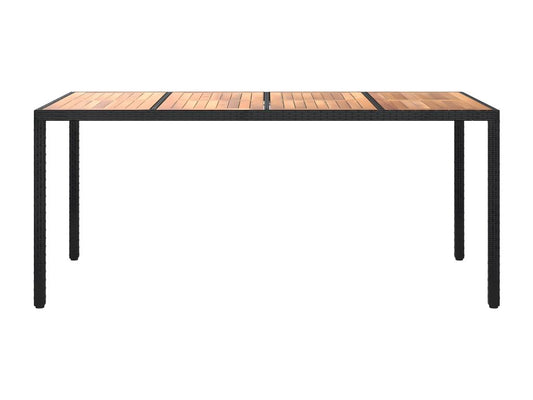Table en résine tressée, 190 x 90 x 75 cm, noire