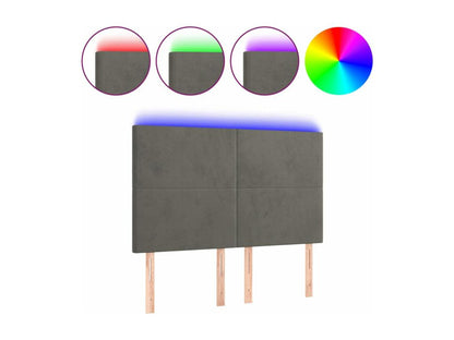 Cadre de lit en velours, 144 x 5 x 118 cm, gris