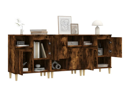 Buffet 3 pièces en bois d'ingénierie, 60 x 35 x 70 cm, marron