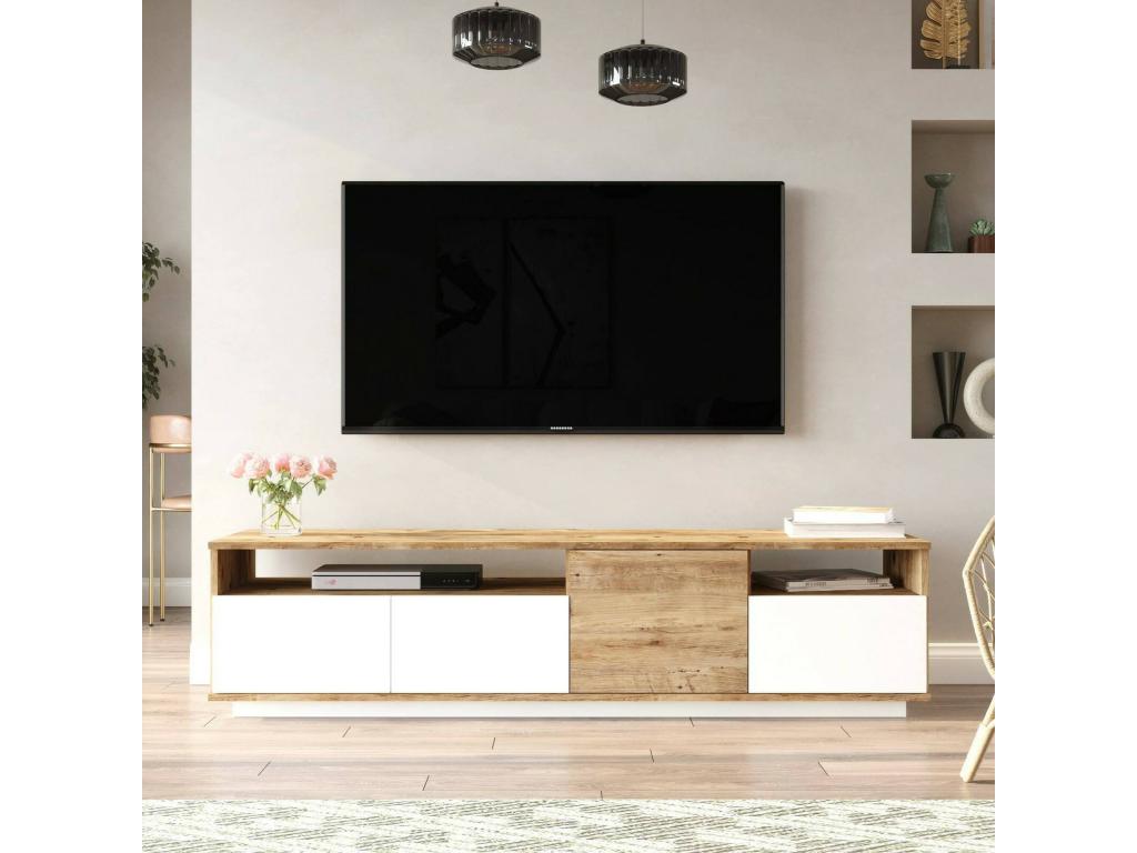 Meuble TV en chêne, 180 x 45 cm, beige