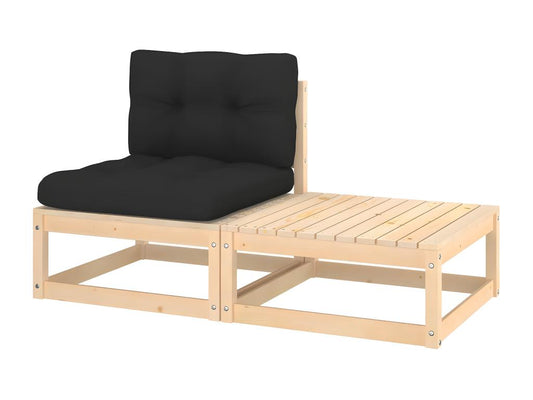 Ensemble de mobilier de jardin 2 pièces en pin avec coussins, gris