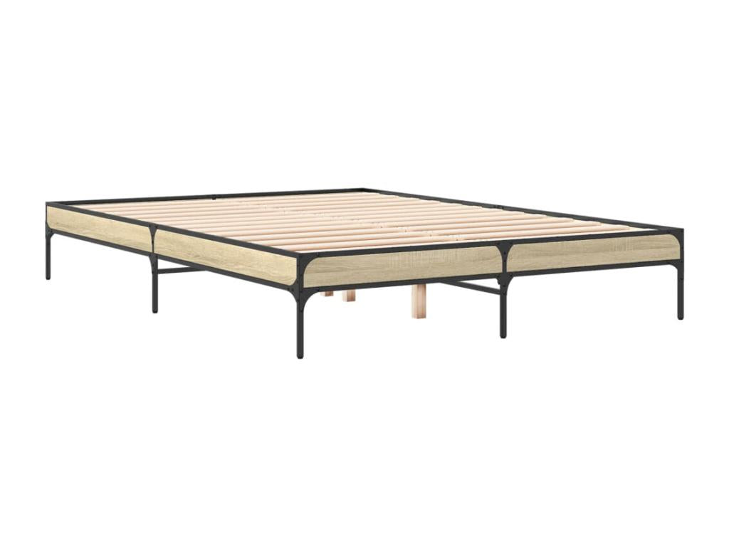 Cadre de lit en bois d'ingénierie, 160 x 200 cm, naturel clair