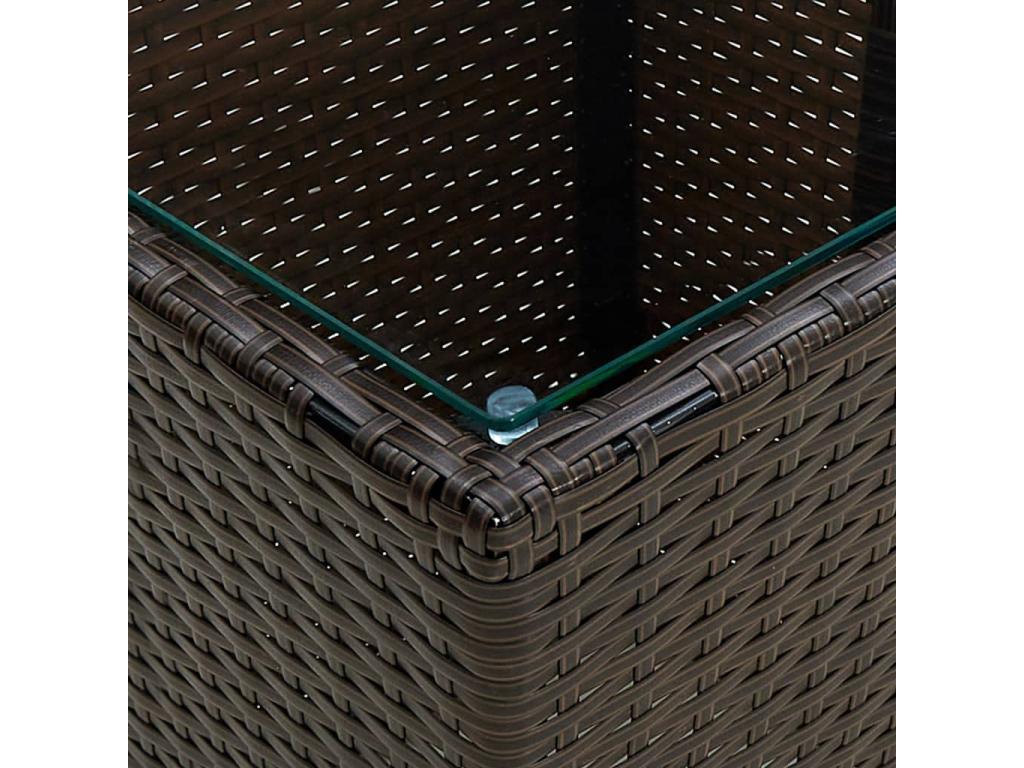 Table en résine tressée, 41,5 x 41,5 x 44 cm, marron